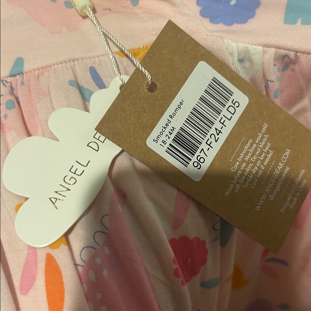 Angel Dear Baby Girls Pink Dino Print One-Piece Romper - Picture 3 of 3